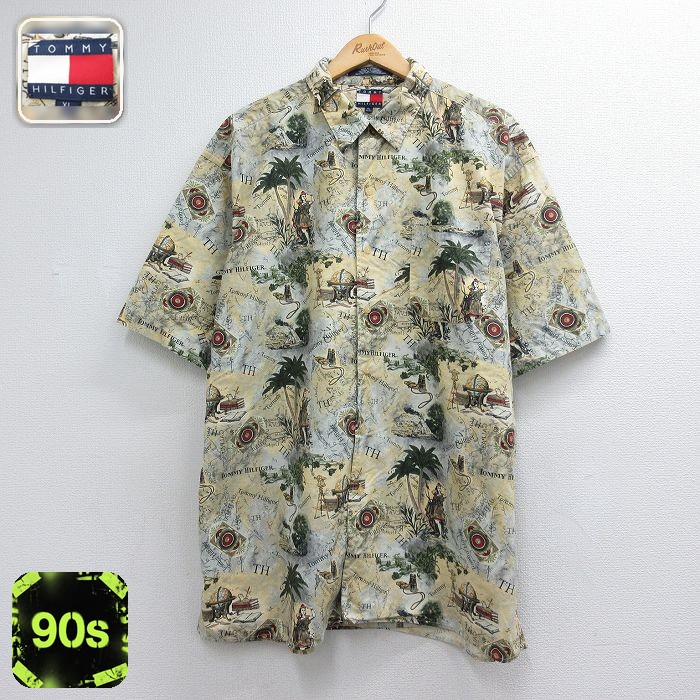 トミーヒルフィガー 90s 半袖シャツ ハワイアン イエロー メンズXL相当 | 古着