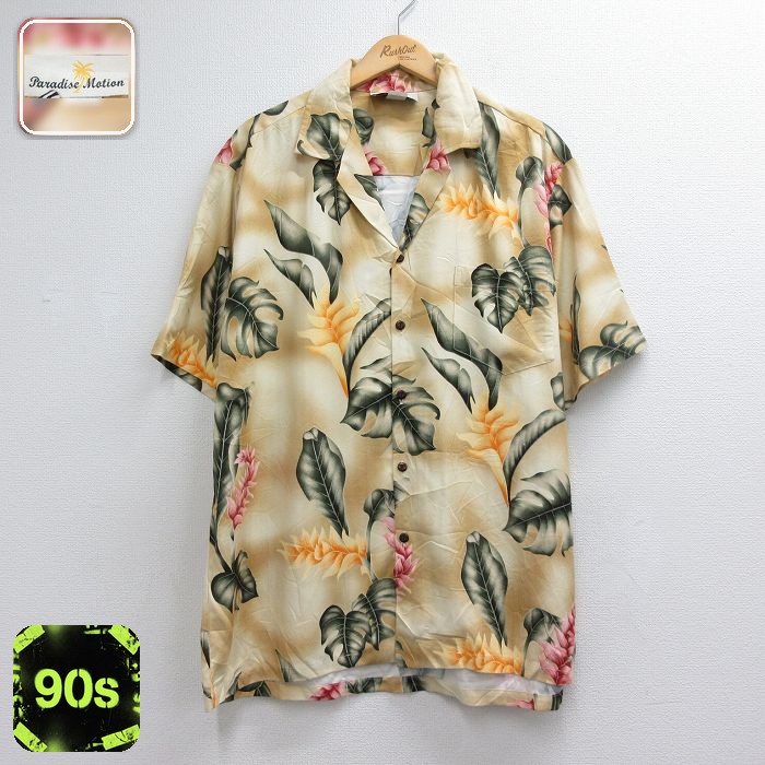 90s 半袖シャツ 花 イエロー メンズXL相当 | 古着