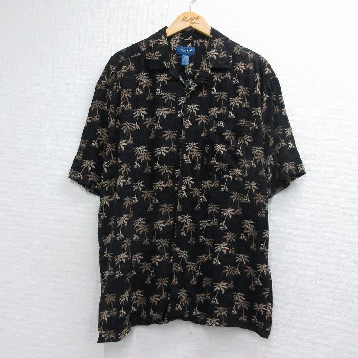 タウンクラフト 90s 半袖シャツ ヤシの木 ブラック メンズL相当 | 古着