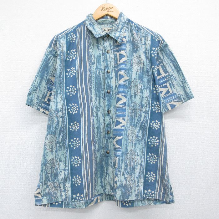 ハワイアン 90s 半袖シャツ ネイビー メンズXL相当 | 古着