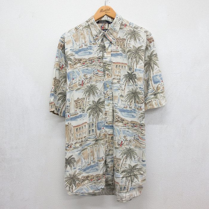 ノーティカ 90s 半袖シャツ ハワイアン ベージュ メンズXL相当 | 古着