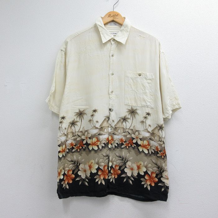 ピエールカルダン 90s 半袖シャツ 花 ベージュ メンズL相当 | 古着