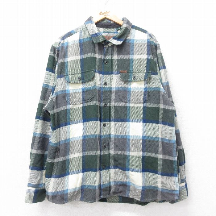 XL★古着 オービス ORVIS 長袖 シャツ ジャケット メンズ 大きいサイズ 濃緑他 グリーン チェック 25oct15 中古 アウター