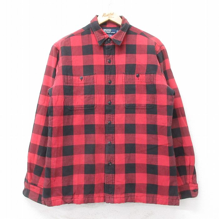 【50%OFF】ラルフローレン 90s シャツジャケット FARRELL レッド L | 古着