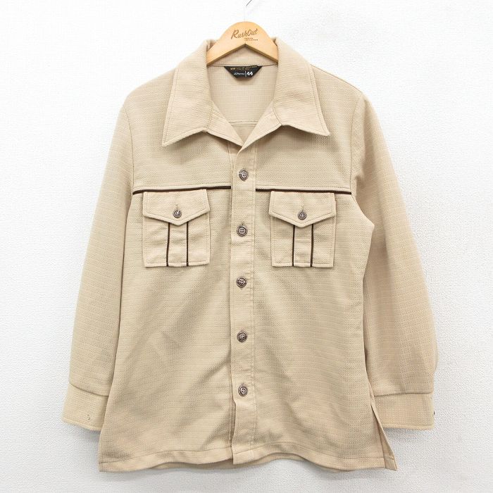 【50%OFF】70s 長袖シャツジャケット ベージュ L | 古着