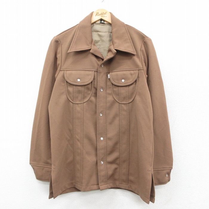 M★古着 リーバイス Levis 長袖 シャツ ジャケット メンズ 70年代 70s パナテラ 茶【spe】 25nov15
