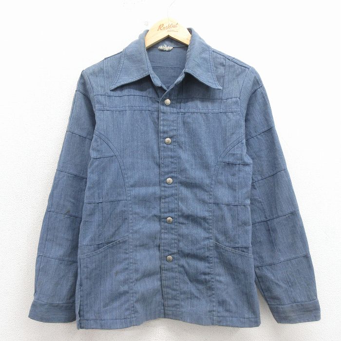 【20%OFF】80s 長袖シャツジャケット ネイビー XS | 古着