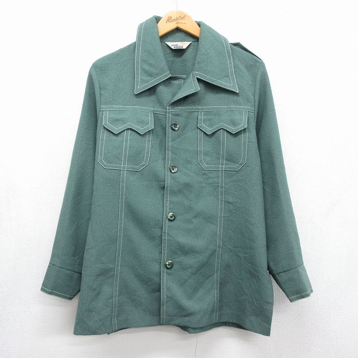 70s 開襟シャツ グリーン メンズM相当 | 古着