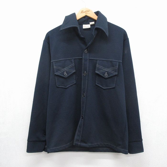 シアーズ 70s 長袖シャツジャケット ネイビー メンズL相当 | 古着