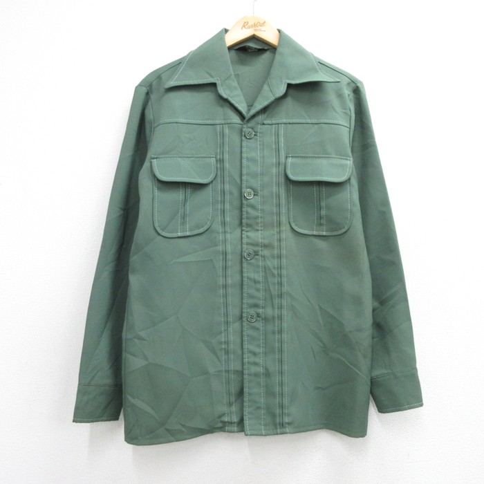 JCペニー 70s 長袖シャツジャケット フラップポケット カーキ メンズM相当 | 古着