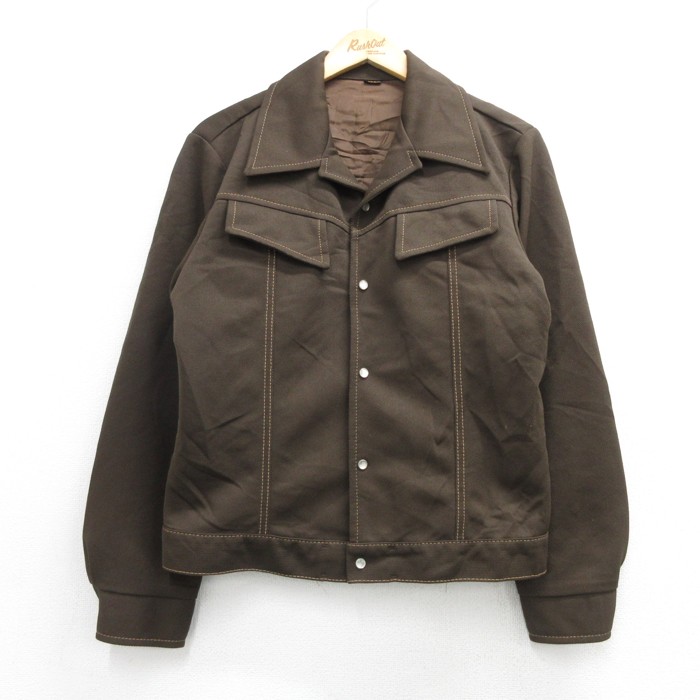 FARAH 80s 長袖シャツジャケット スナップボタン ブラウン メンズM相当 | 古着