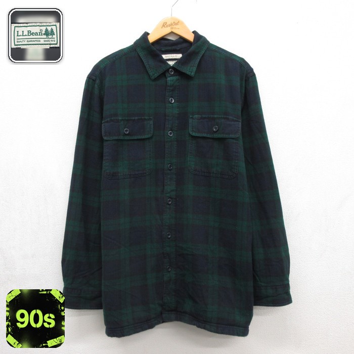 L.L.Bean 90s 長袖シャツジャケット フラップポケット ブラックウォッチ メンズXL相当 | 古着