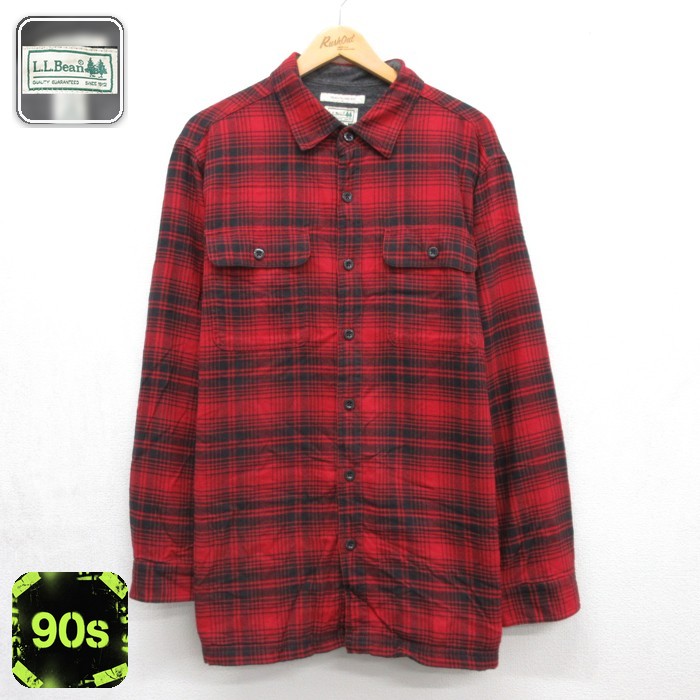 L.L.Bean 00s 長袖シャツジャケット フラップポケット レッドチェック メンズXL相当 | 古着