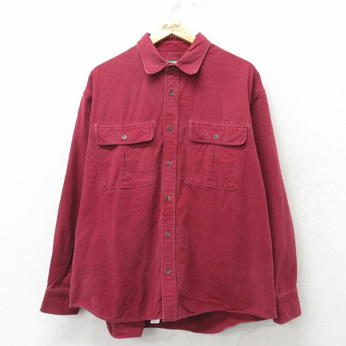 XL★古着 カベラス 長袖 フランネル シャツ メンズ 00年代 00s コットン 赤 レッド 24feb02 中古 トップス