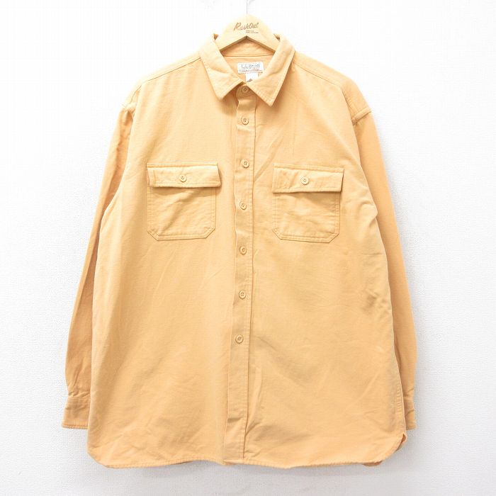 【50%OFF】XL★古着 エルエルビーン LLBEAN 長袖 ヘビー フランネル シャツ メンズ 00年代 00s 大きいサイズ コットン 黄 イエロー 24oct21 中古 トップス