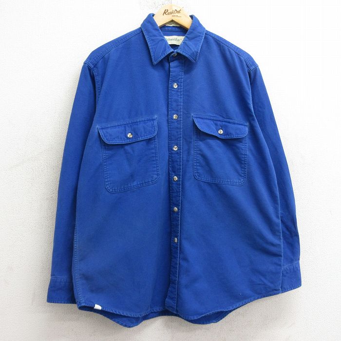 XL★古着 セントジョンズベイ 長袖 フランネル シャツ メンズ 90年代 90s コットン 青 ブルー 24nov15 中古 トップス