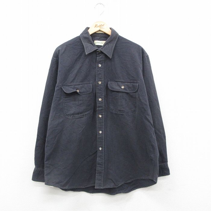 XL★古着 セントジョンズベイ 長袖 ヘビー フランネル シャツ メンズ 90年代 90s 大きいサイズ コットン 濃グレー 24nov18 中古 トップス