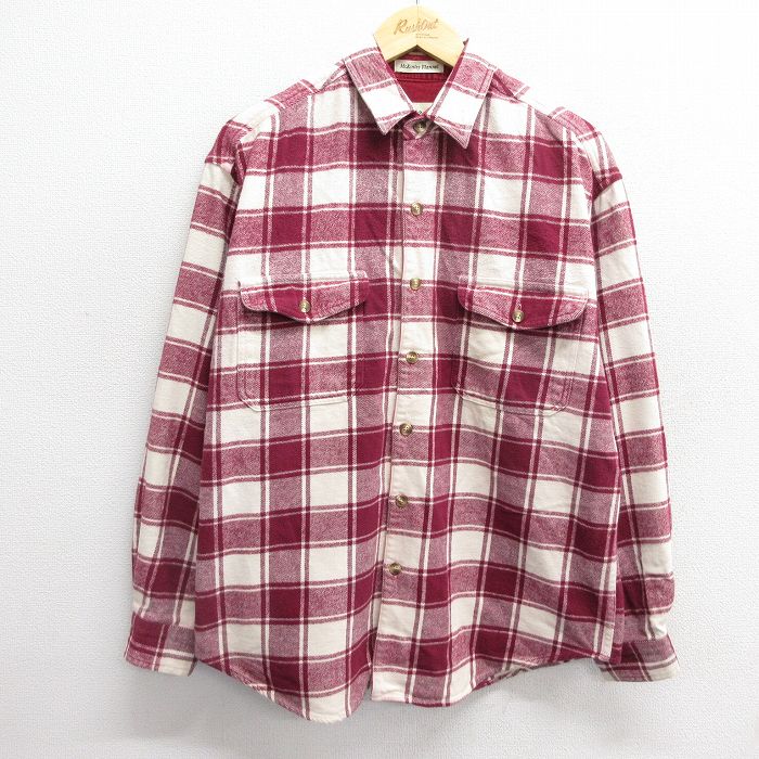 XL★古着 エディーバウアー 長袖 ヘビー フランネル シャツ メンズ 00年代 00s コットン エンジ他 チェック 24nov25 中古 トップス