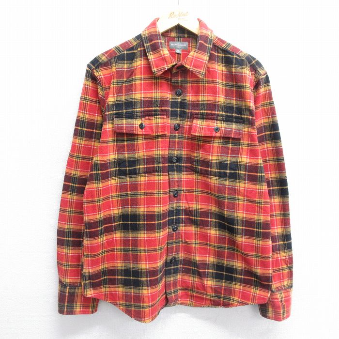L★古着 エルエルビーン LLBEAN 長袖 フランネル シャツ メンズ コットン 黄他 イエロー チェック 24nov27 中古 トップス