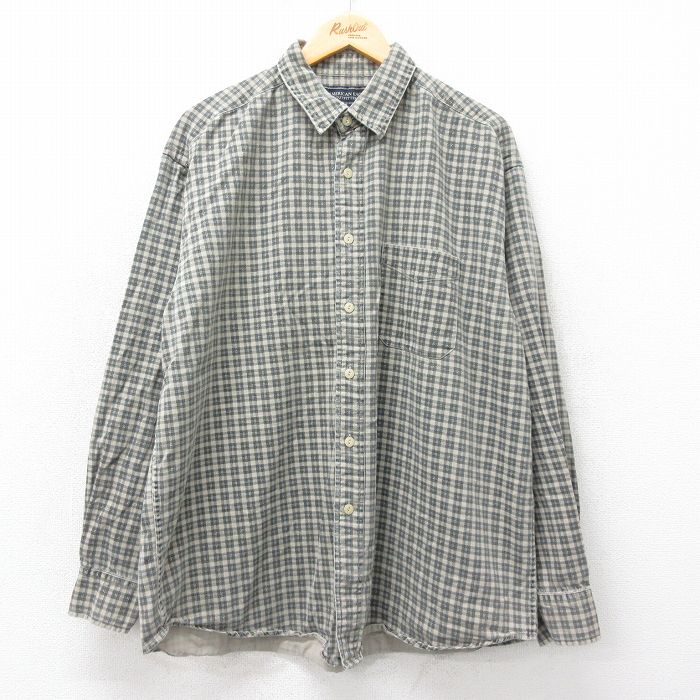 XL★古着 アメリカンイーグル American Eagle 長袖 フランネル シャツ メンズ 大きいサイズ コットン 濃緑他 グリーン チェック 24nov28 中古 トップス