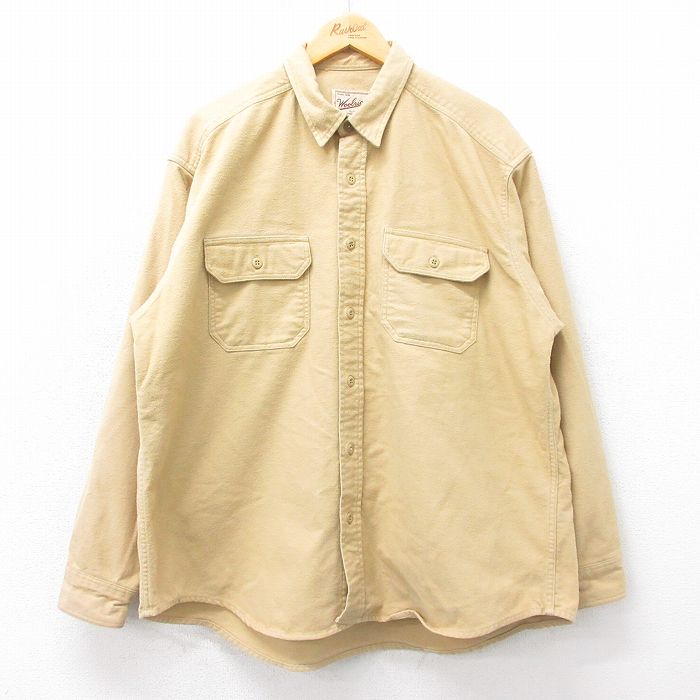 【20%OFF】XL★古着 ウールリッチ WOOLRICH 長袖 ヘビー フランネル シャツ メンズ 00年代 00s 大きいサイズ コットン 薄黄 イエロー 24nov28 中古 トップス