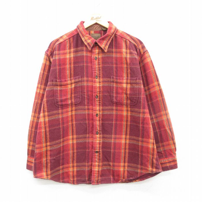 XL★古着 セントジョンズベイ 長袖 ヘビー フランネル シャツ メンズ 00年代 00s コットン エンジ系他 チェック 24dec06 中古 トップス