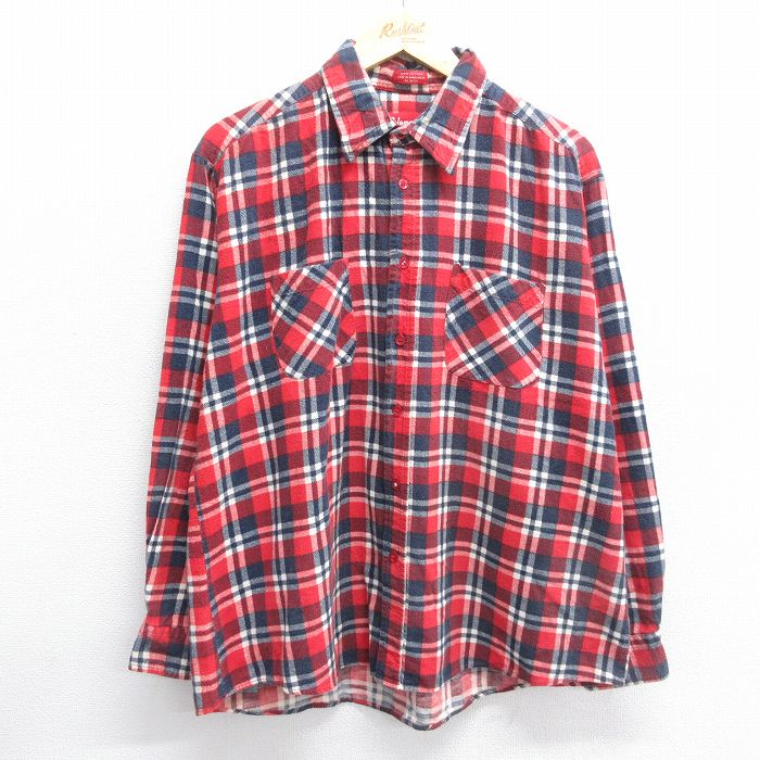 【50%OFF】XL★古着 コールマン 長袖 フランネル シャツ メンズ 大きいサイズ コットン 赤他 レッド チェック 24dec07 中古 トップス