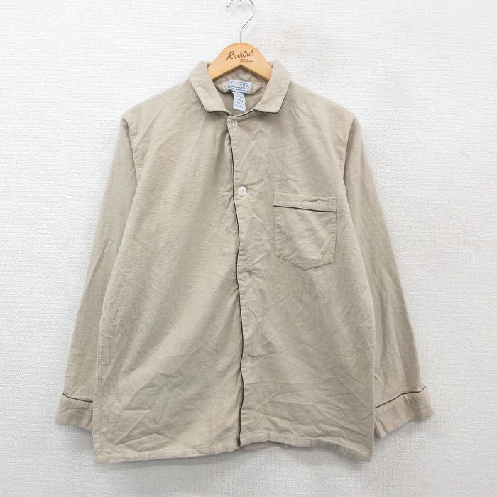 M★古着 バンヒューセン 長袖 フランネル シャツ メンズ コットン ベージュ他 カーキ 24dec09 中古 トップス