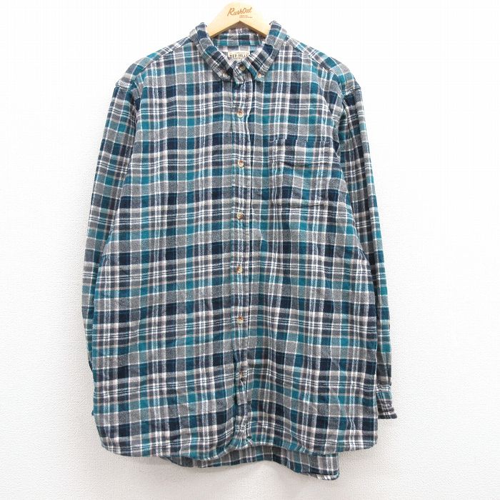 【50%OFF】XL★古着 レッドヘッド 長袖 フランネル シャツ メンズ 大きいサイズ コットン ボタンダウン グレー他 チェック 25jan20 中古 トップス