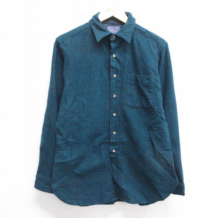 M★古着 ペンドルトン PENDLETON 長袖 ウール シャツ メンズ 80年代 80s USA製 青緑他 25feb04 中古 トップス