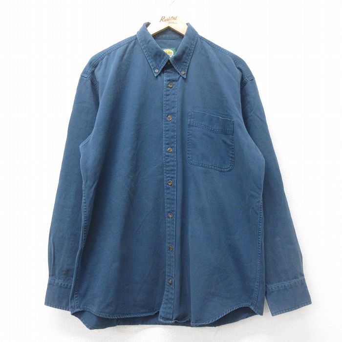 XL★古着 カベラス 長袖 フランネル シャツ メンズ 00年代 00s コットン ボタンダウン 紺 ネイビー 25feb04 中古 トップス