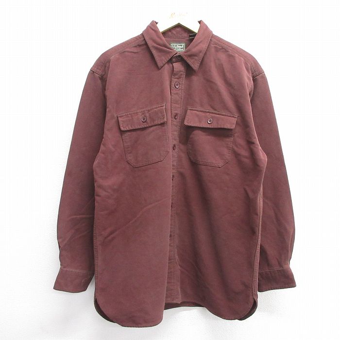 XL★古着 エルエルビーン LLBEAN 長袖 ヘビー フランネル シャツ メンズ 90年代 90s コットン USA製 茶 ブラウン 25feb14 中古 トップス