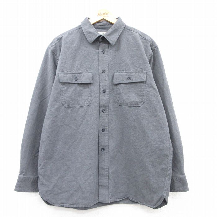 XL★古着 エルエルビーン LLBEAN 長袖 ヘビー フランネル シャツ メンズ 00年代 00s コットン グレー 25feb17 中古 トップス