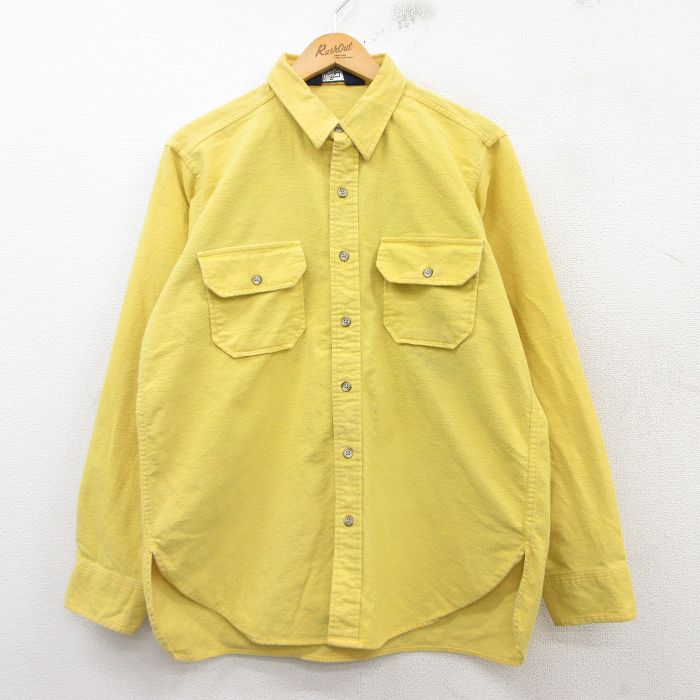 L★古着 ウールリッチ WOOLRICH 長袖 ヘビー フランネル シャツ メンズ 90年代 90s USA製 黄 イエロー 25feb17 中古 トップス