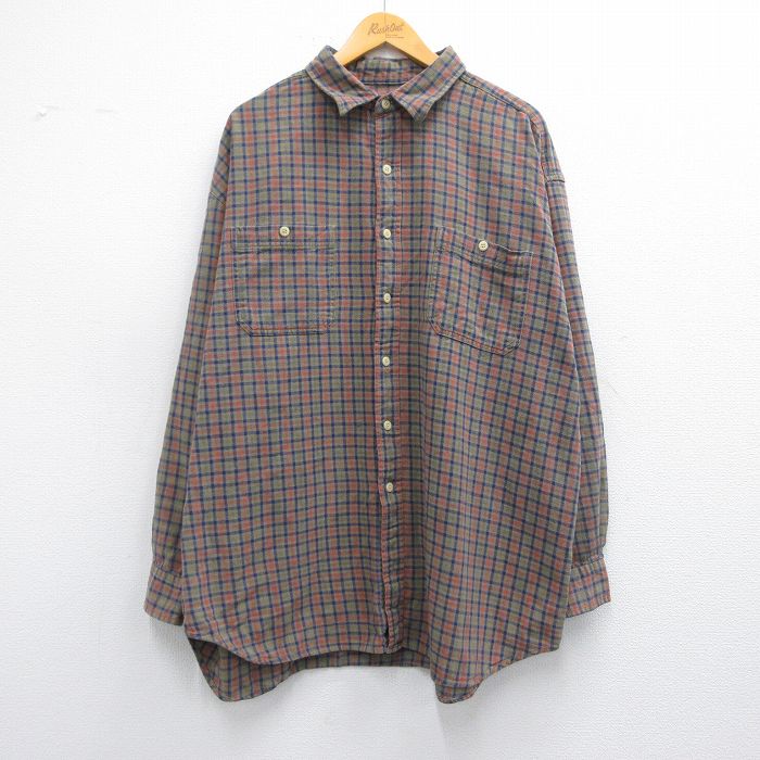 00s 長袖フランネルシャツ グリーンチェック XL | 古着