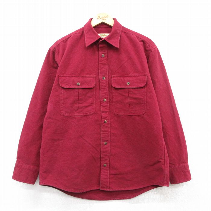 【50%OFF】L★古着 カベラス 長袖 ヘビー フランネル シャツ メンズ コットン エンジ 25feb20 中古 トップス