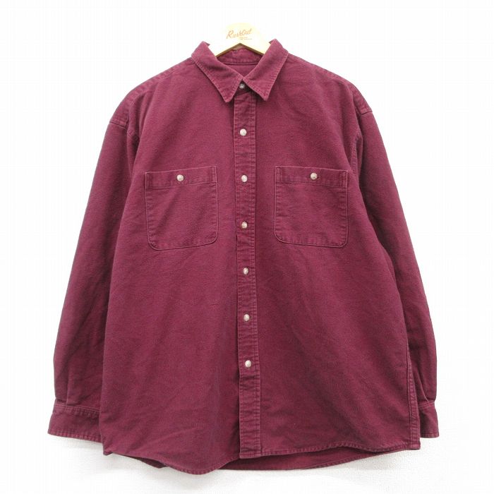 【50%OFF】XL★古着 エディーバウアー 長袖 ヘビー フランネル シャツ メンズ 00年代 00s コットン 紫系 パープル 25feb20 中古 トップス
