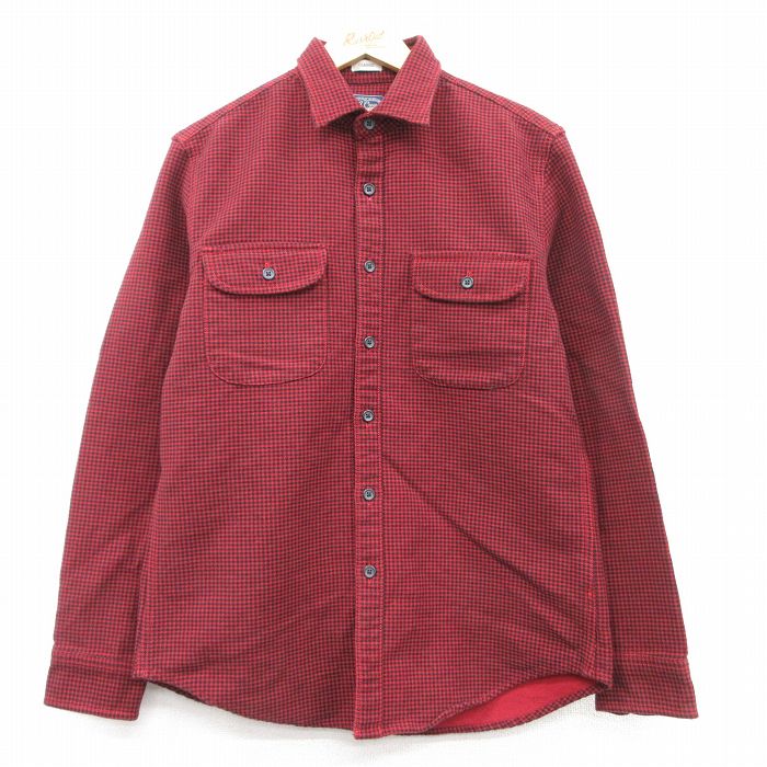 L★古着 ジェイクルー J.CREW 長袖 フランネル シャツ メンズ コットン 赤他 レッド チェック 25feb20 中古 トップス