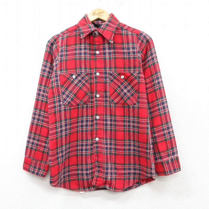 【50%OFF】S★古着 ビッグヤング 長袖 ヘビー フランネル シャツ メンズ 80年代 80s 赤他 レッド チェック 25feb20 中古 トップス