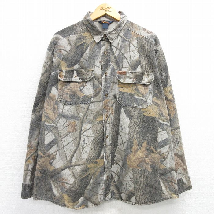 XL★古着 ウールリッチ WOOLRICH 長袖 ヘビー フランネル シャツ メンズ 大きいサイズ 茶他 ブラウン 迷彩 25feb20 中古 トップス