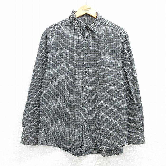 XL★古着 エディーバウアー 長袖 ヘビー フランネル シャツ メンズ コットン グレー他 チェック 25feb20 中古 トップス