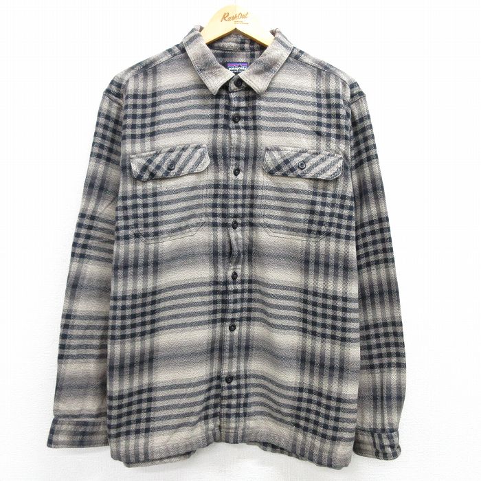 L★古着 パタゴニア patagonia 長袖 ヘビー フランネル シャツ メンズ コットン グレー他 チェック 25feb20 中古 トップス