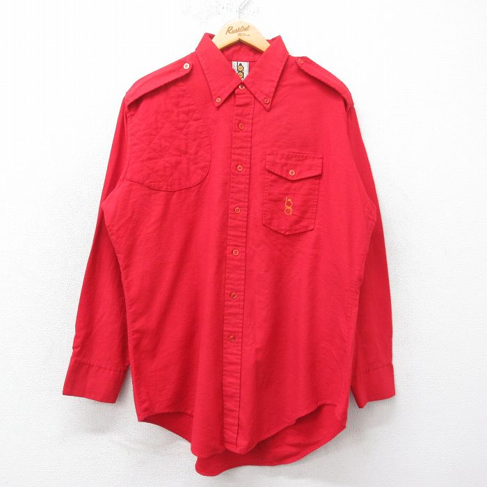 【20%OFF】XL★古着 bob allen 長袖 ビンテージ ハンティング フランネル シャツ メンズ 70年代 70s ボタンダウン USA製 赤 レッド 25feb26 中古 トップス