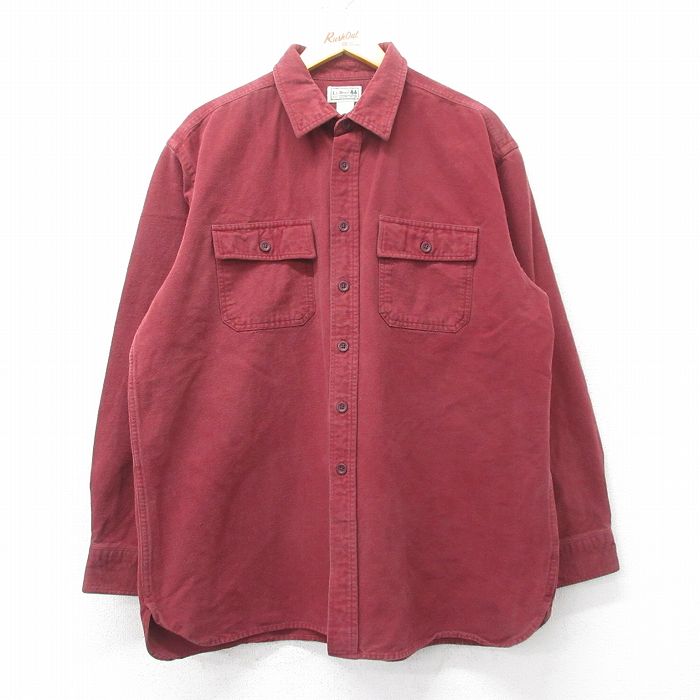 XL★古着 エルエルビーン LLBEAN 長袖 ヘビー フランネル シャツ メンズ 00年代 00s 大きいサイズ コットン エンジ 25feb26 中古 トップス