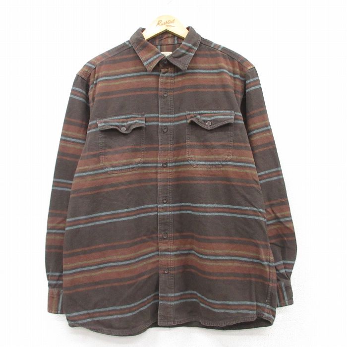 L★古着 レッドヘッド 長袖 ヘビー フランネル シャツ メンズ コットン 濃ベージュ他 カーキ 25mar03 中古 トップス
