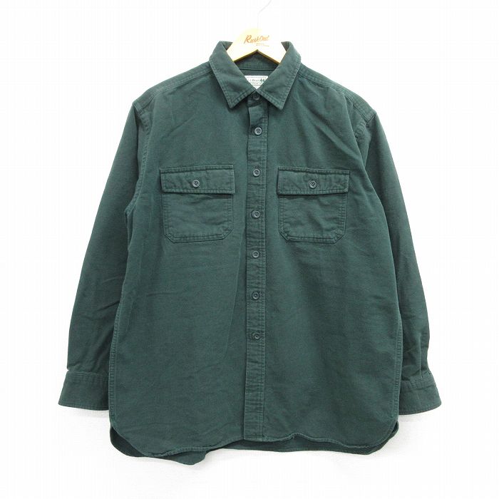 XL★古着 エルエルビーン LLBEAN 長袖 ヘビー フランネル シャツ メンズ 00年代 00s 大きいサイズ コットン 緑 グリーン 25mar04 中古 トップス