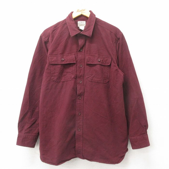 L★古着 エルエルビーン LLBEAN 長袖 ヘビー フランネル シャツ メンズ 00年代 00s コットン エンジ 25mar10 中古 トップス