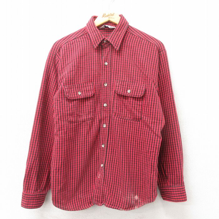 L★古着 ファイブブラザー 長袖 ヘビー フランネル シャツ メンズ 80年代 80s USA製 赤 レッド チェック 【spe】 25mar10 中古 トップス