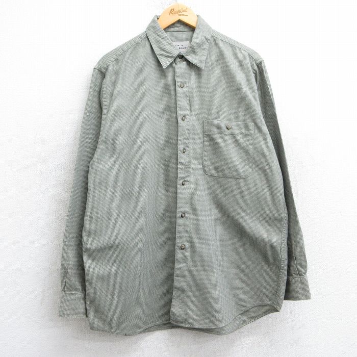 L★古着 エディーバウアー 長袖 フランネル シャツ メンズ コットン 濃緑系他 グリーン 25mar11 中古 トップス