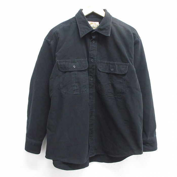 L★古着 カベラス 長袖 ヘビー フランネル シャツ メンズ コットン 黒 ブラック 25mar13 中古 トップス